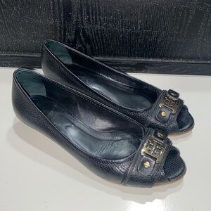 Used once Tory Burch Carnell Open Toe Wedges